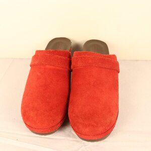 Women's Cogs Mules Size 8 Red Leather Buffed with 1in Heel Excellent Condition